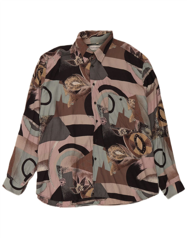 Nazzareno G. Мужская рубашка с абстрактным узором XL, разноцветная вискоза