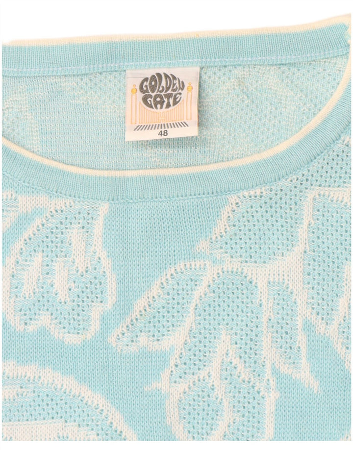 GOLDEN GATE Женский джемпер с круглым вырезом IT 48 XL Синий Цветочный принт