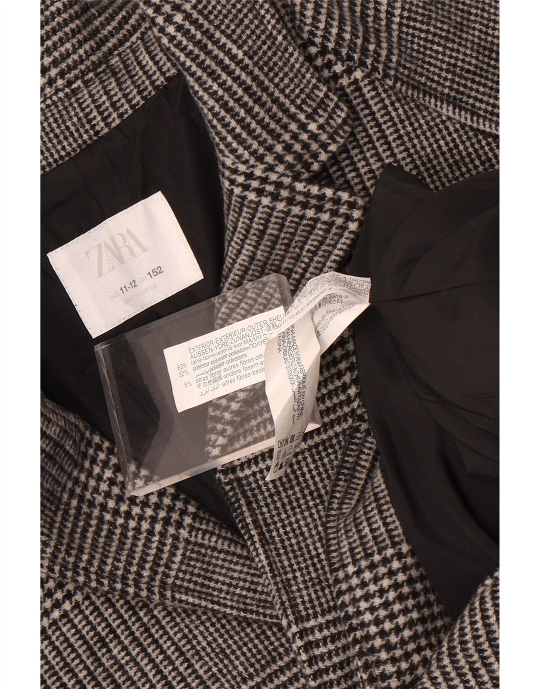 Zara Пальто для мальчиков 11-12 лет, серое, шерстяное в клетку
