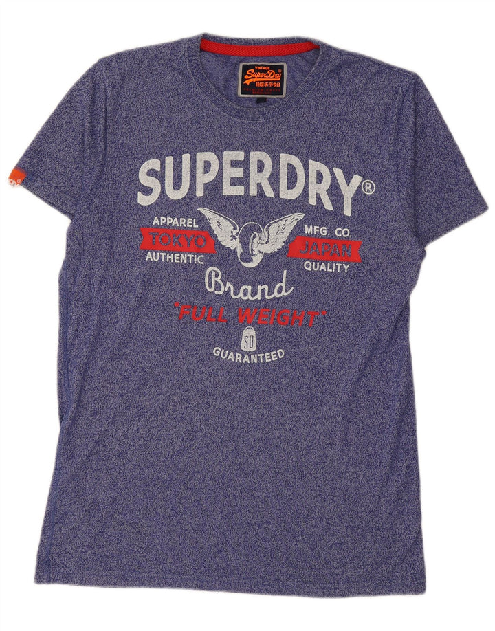 SUPERDRY Мужская футболка с рисунком, большой синий хлопок с крапинками