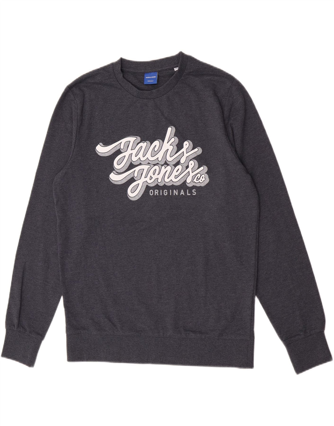 Мужской свитшот с рисунком Jack & Jones, хлопковый джемпер среднего синего цвета с крапинками