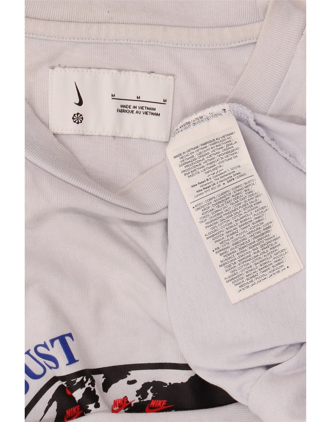 Мужская футболка с рисунком NIKE, хлопковый топ среднего размера, белого цвета