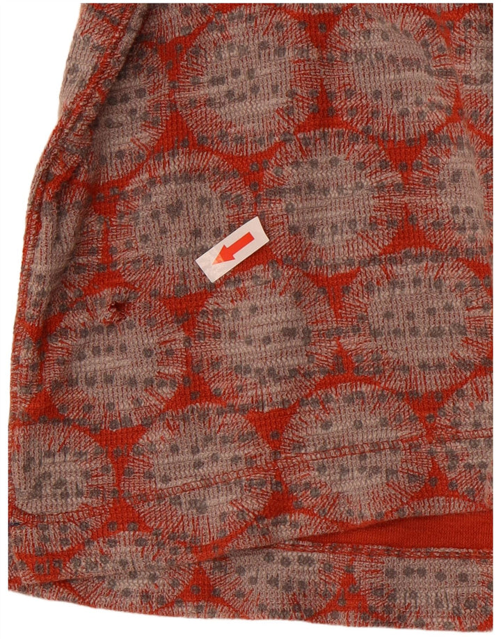 Женский укороченный топ с длинным рукавом White Stuff UK 12, средний красный с геометрическим рисунком