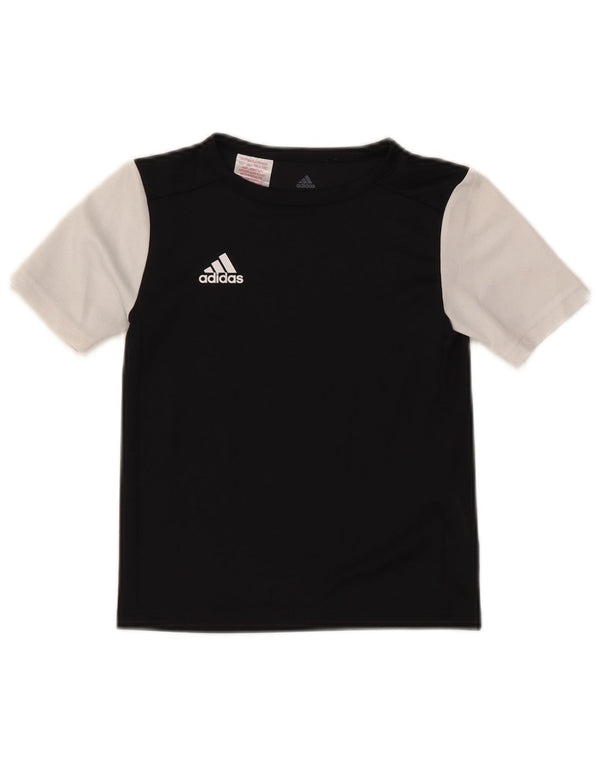 Футболка Adidas Climalite для мальчиков, топ 7–8 лет, XS, черный полиэстер с цветными блоками