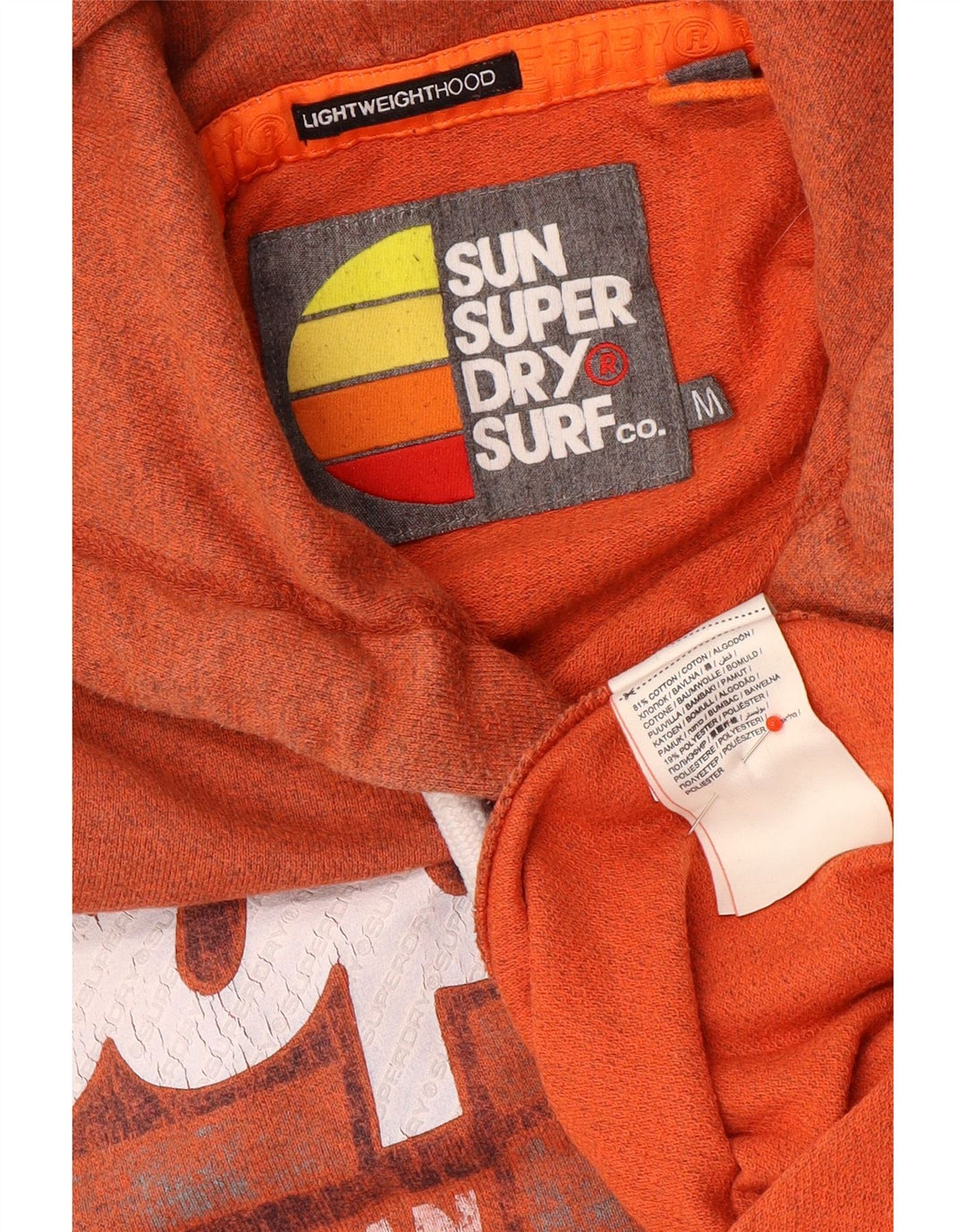 Мужской джемпер с капюшоном Superdry с рисунком, средний оранжевый, хлопок