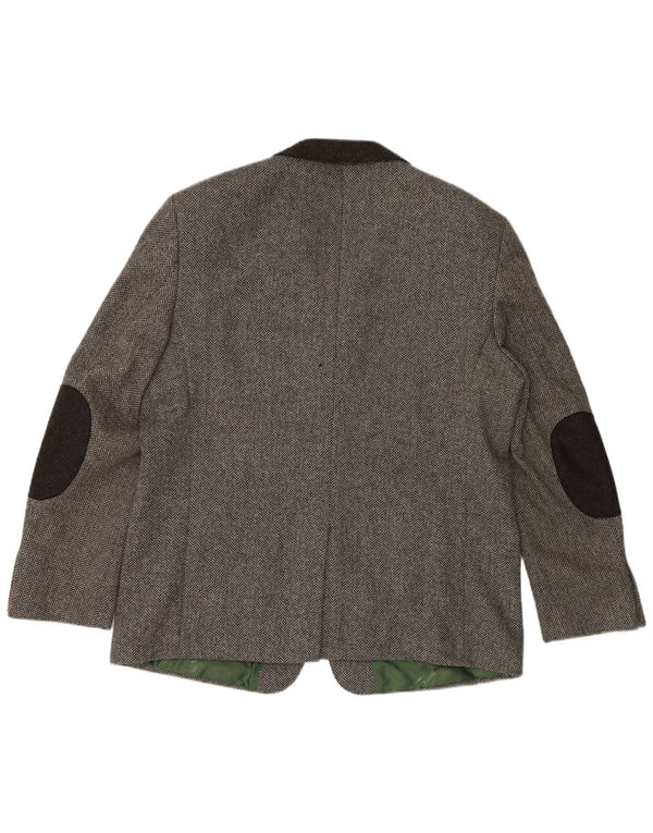 Мужской пиджак на 3 пуговицах H.MOSER, цвет ЕС 54, 2XL, серый, шерсть с рисунком «елочка»