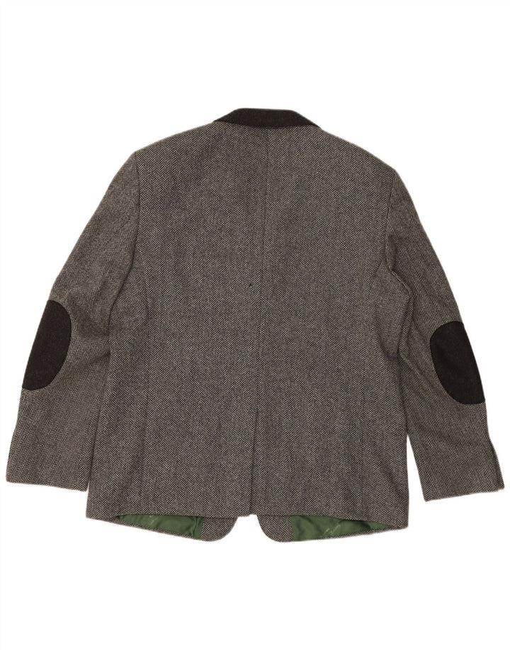 Мужской пиджак на 3 пуговицах H.MOSER, цвет ЕС 54, 2XL, серый, шерсть с рисунком «елочка»