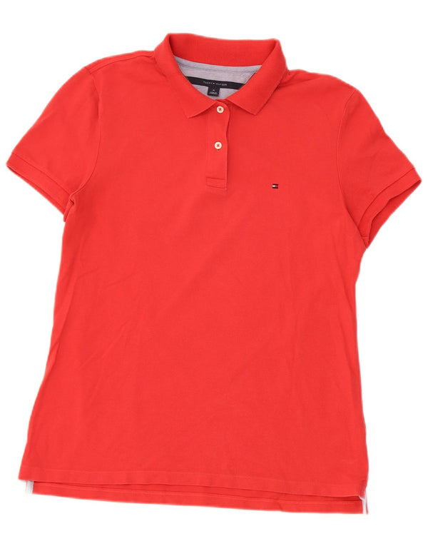 Женская рубашка-поло Tommy Hilfiger UK 12, средний красный хлопок, красный