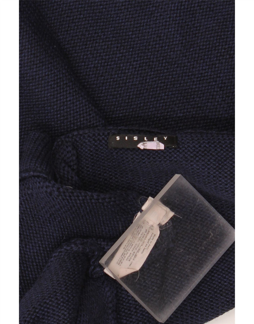 Мужской джемпер с v-образным вырезом SISLEY, большой темно-синий шерстяной свитер