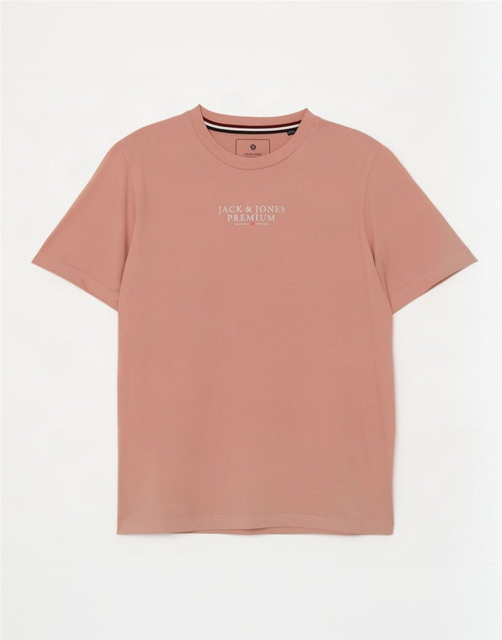Мужская футболка с рисунком Jack & Jones из хлопка среднего розового цвета