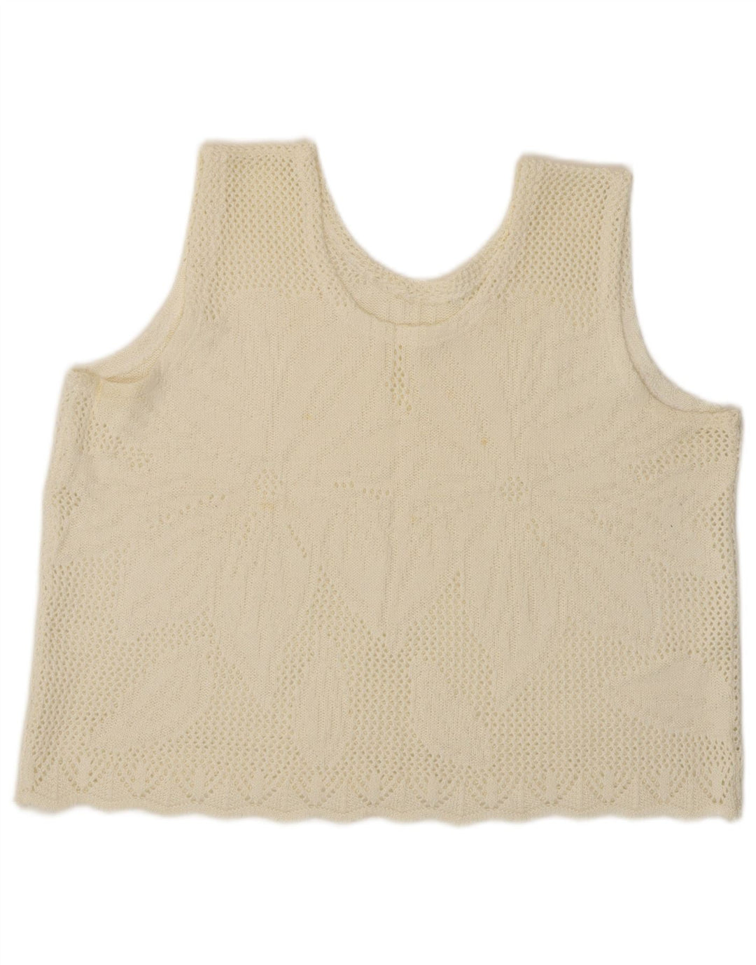 Винтажная женская укороченная майка без рукавов, Великобритания, 16, большой белый с цветочным принтом