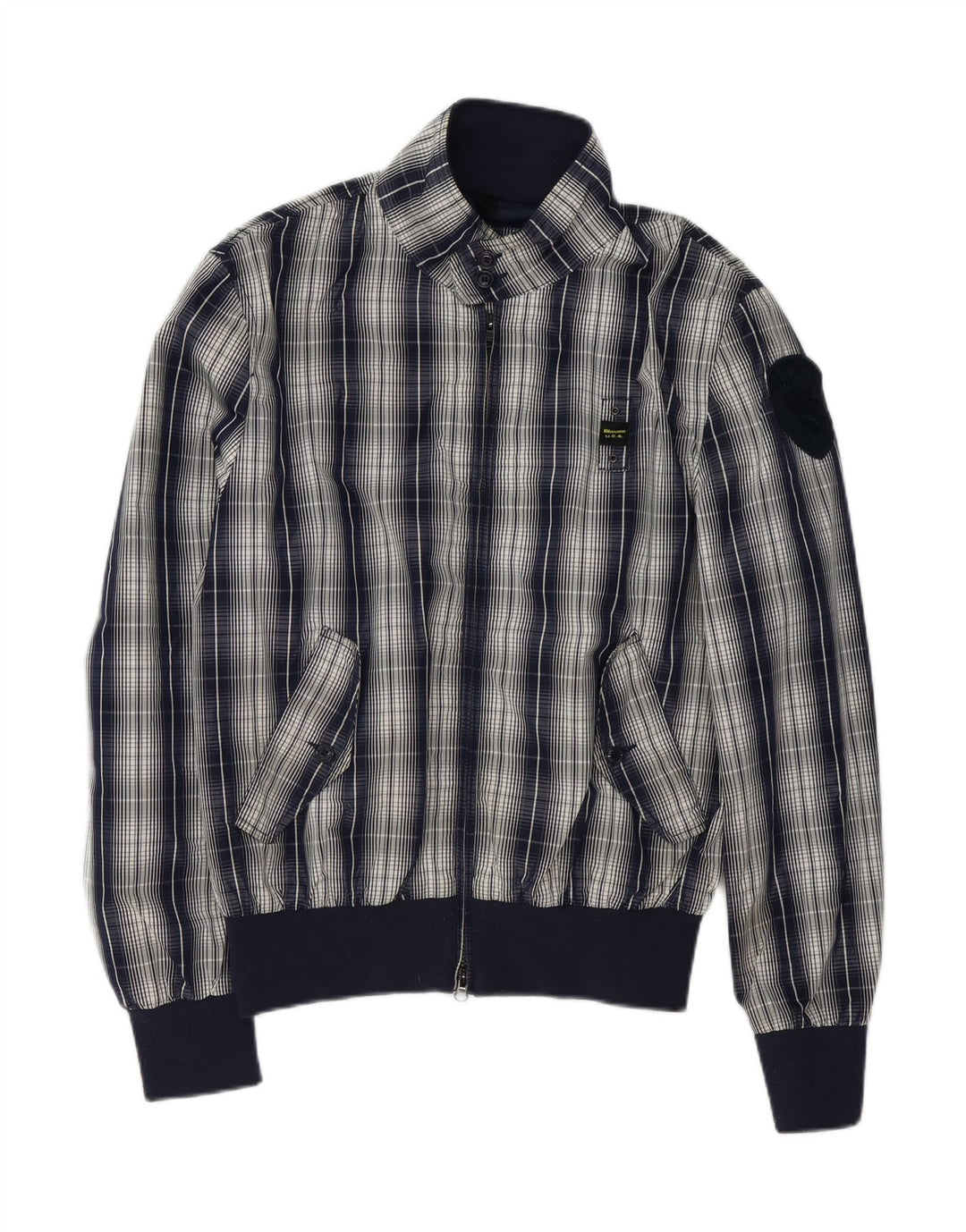 Мужская куртка-бомбер Blauer UK 42 XL темно-синяя клетка из полиэстера