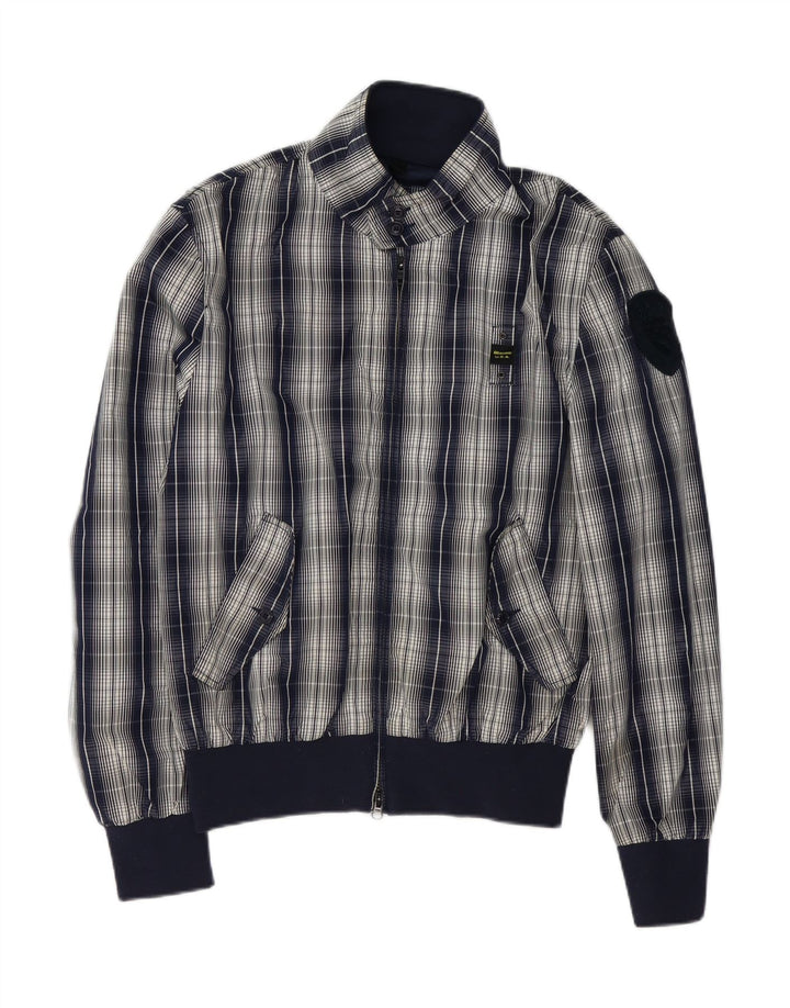 Мужская куртка-бомбер Blauer UK 42 XL темно-синяя клетка из полиэстера