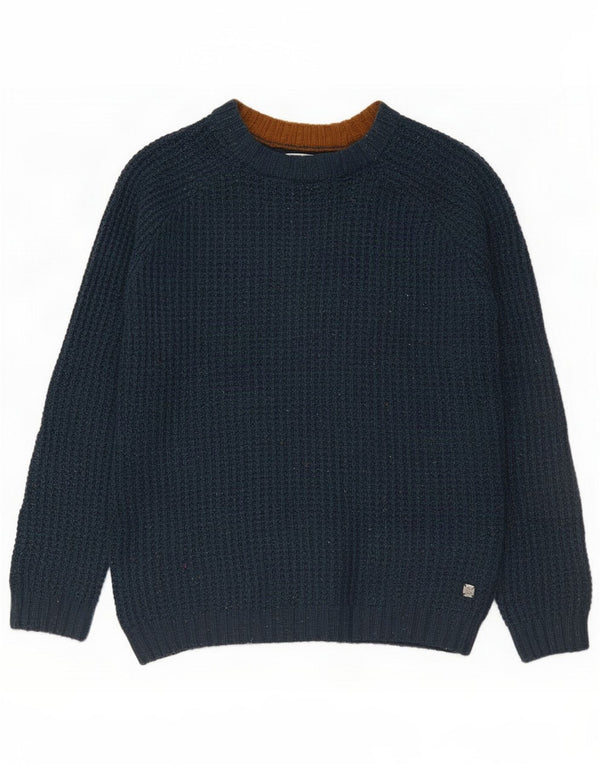 Zara Boys Boat Neck Jumper Sweater 13-14 Years Navy Blue Flecked Acrylic