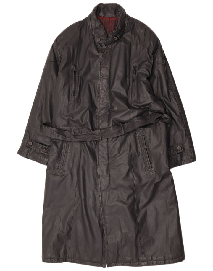 Montes Мужское кожаное пальто IT 56 3XL Черное кожаное