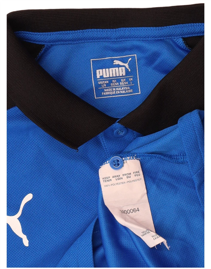 Мужская рубашка-поло с графическим рисунком PUMA, большая синяя полиэстер с цветными блоками
