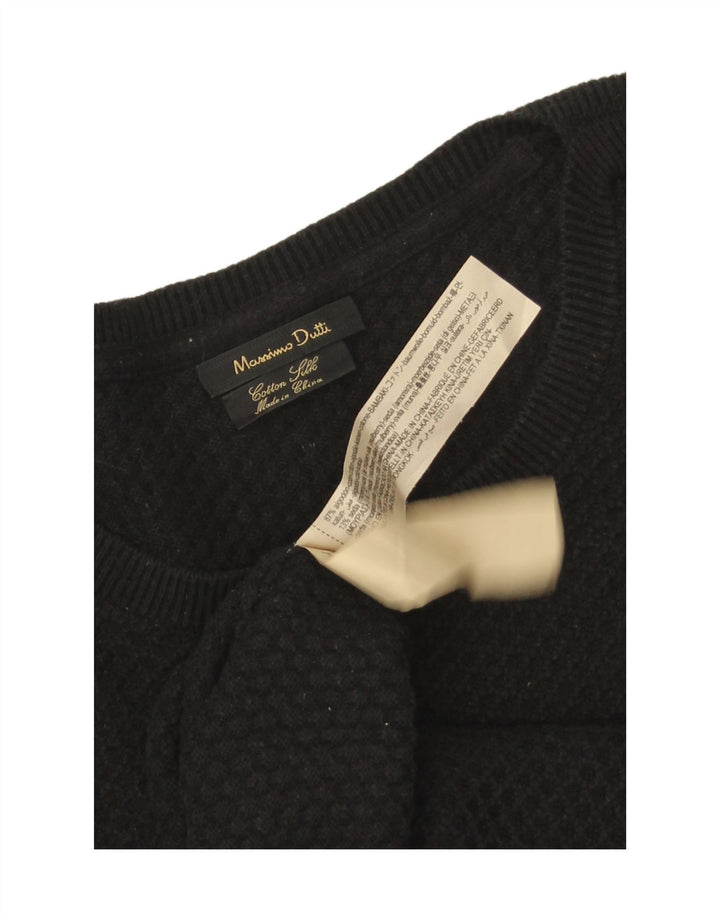 Мужской джемпер с круглым вырезом Massimo Dutti XL, черный хлопок