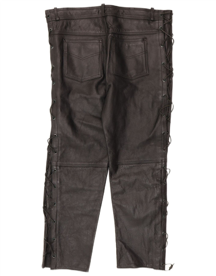 Мужские тонкие кожаные брюки American Eagle W36 L30 черные кожаные