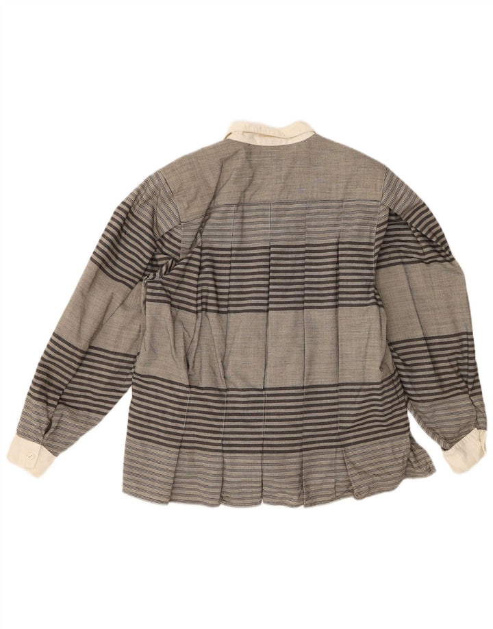 Винтажная женская блузка-рубашка IT 44 Средняя серая в полоску