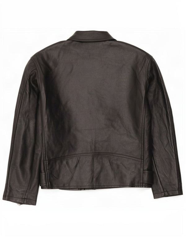 Topshop Womens Oversized Faux Leather Biker Jacket UK 4 XS Black