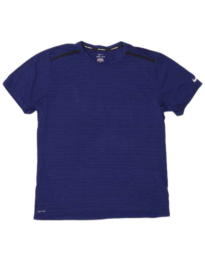 Мужская футболка Nike Dri Fit Top XL из полиэстера темно-синего цвета в полоску
