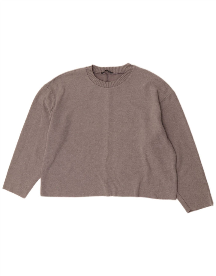 Женский свободный джемпер с круглым вырезом Zara UK 14, большой серый цвет