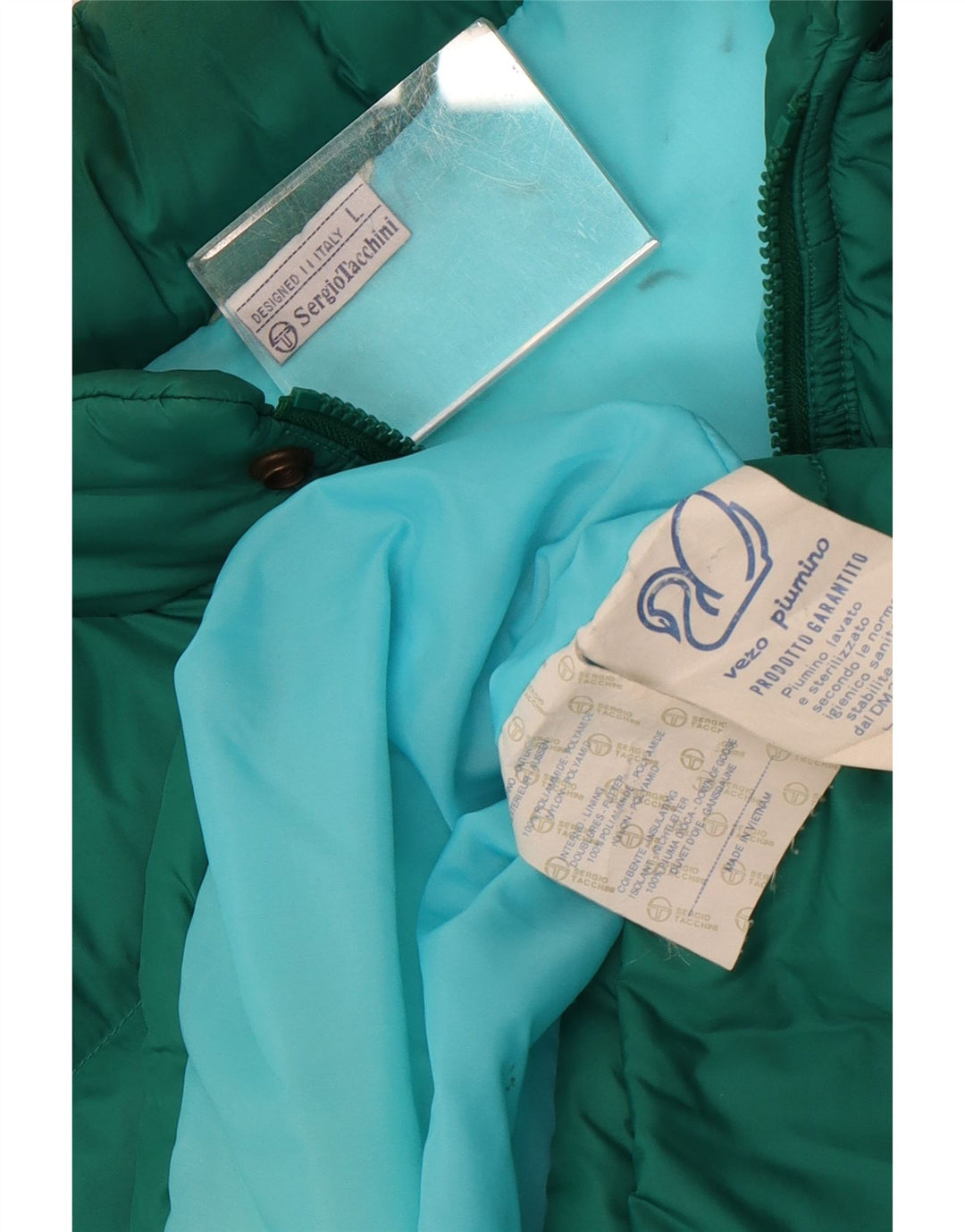 Мужская стеганая куртка Sergio Tacchini UK 40, большая зеленая, полиамид