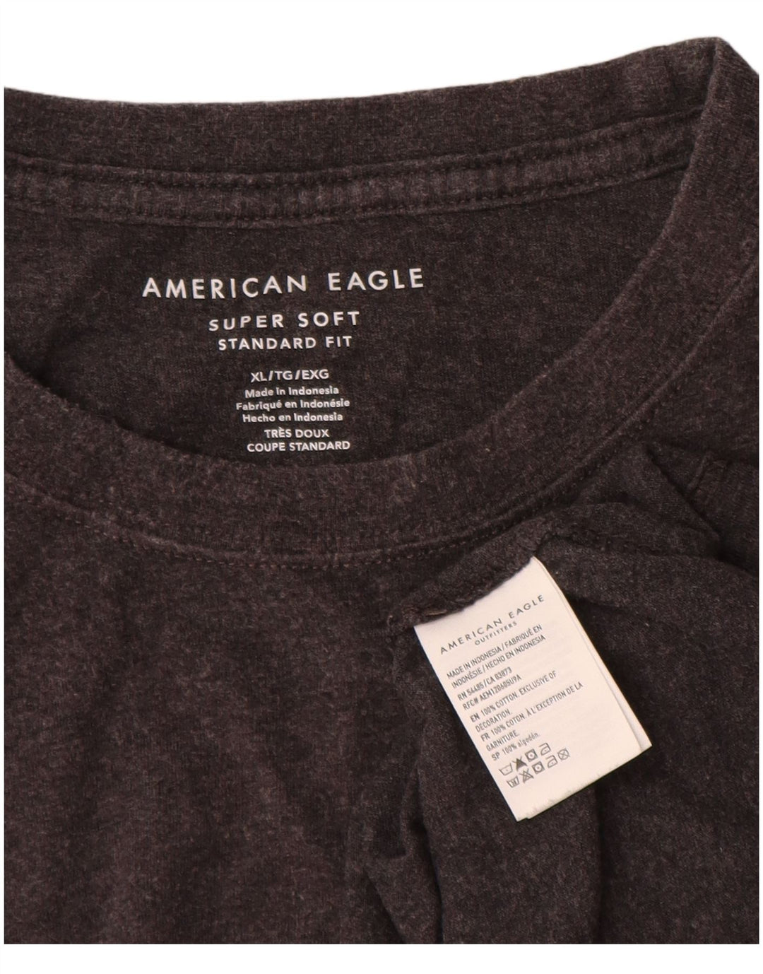 Мужская футболка стандартного кроя American Eagle, топ XL, серый хлопок