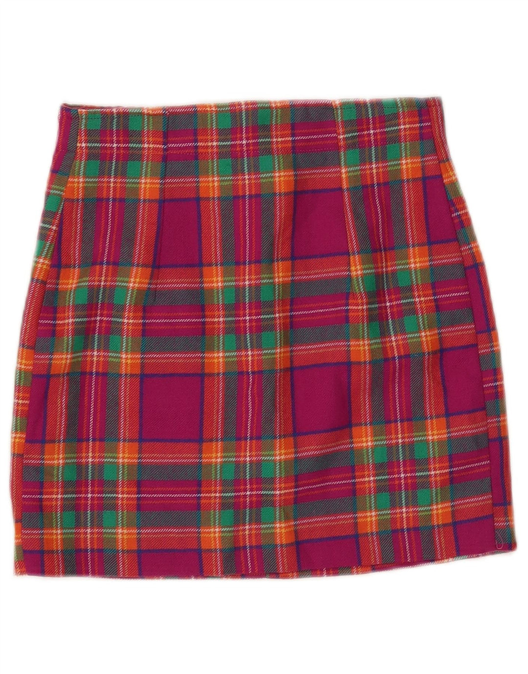 VINTAGE Женская мини-юбка W24 XS в розовую клетку