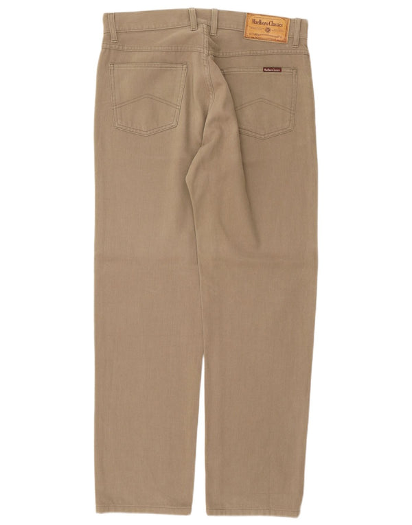Мужские прямые повседневные брюки Marlboro Classics W33 L30, бежевый хлопок