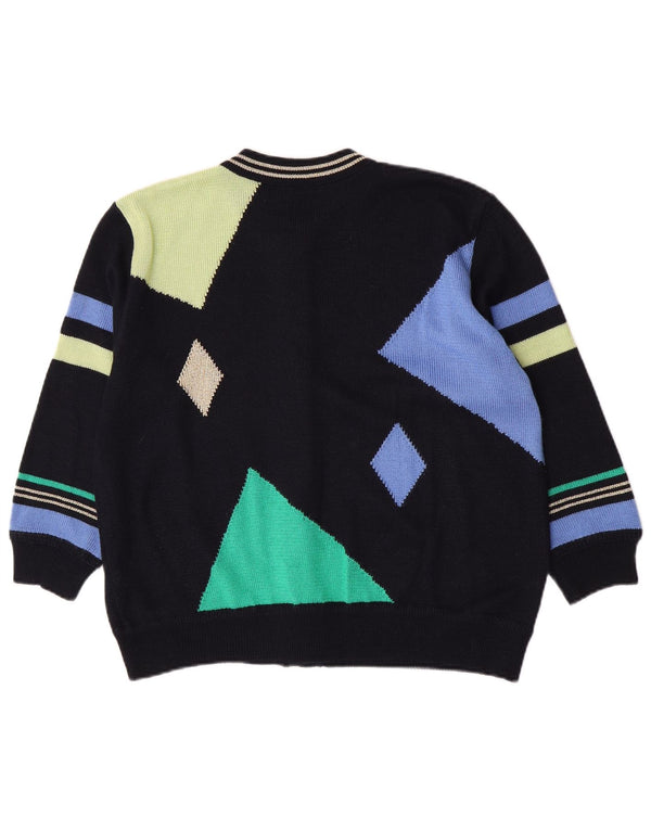 Женский кардиган Rabe UK 14, большой темно-синий акрил с геометрическим рисунком