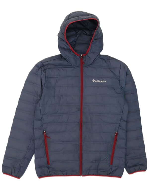 Columbia Mens Hooded Padded Jacket UK 38 Medium Navy Blue Polyester