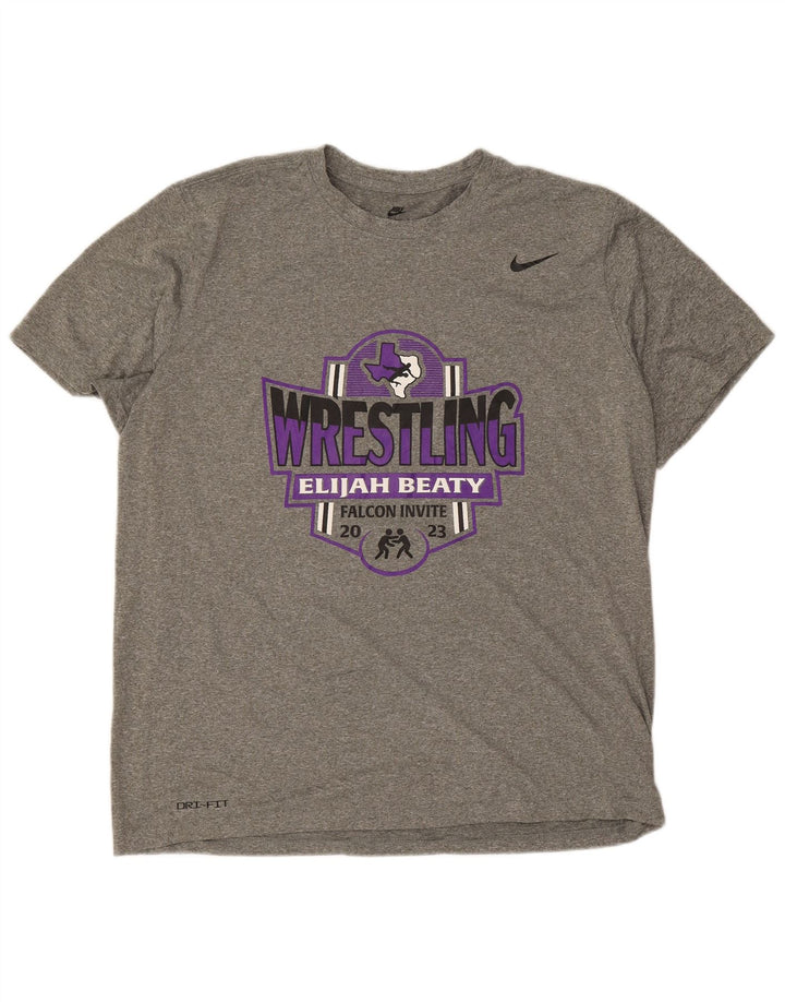 Мужская футболка с рисунком Nike Dri Fit Top XL, серый полиэстер