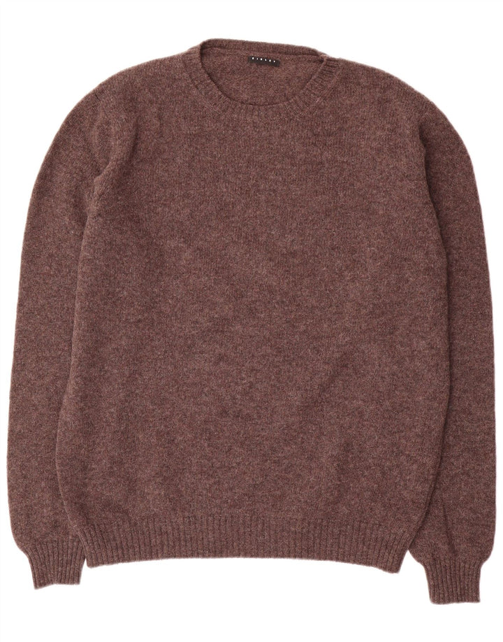 Мужской джемпер с круглым вырезом Sisley 2XL, коричневый, шерсть