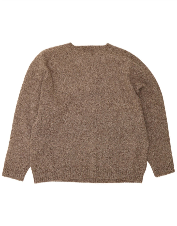 KAPPA Мужской свитер с круглым вырезом 2XL Коричневый шерстяной в крапинку