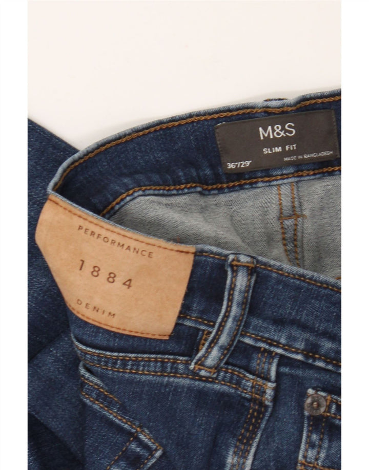 Мужские узкие джинсы Marks & Spencer W36 L29 синие, хлопок