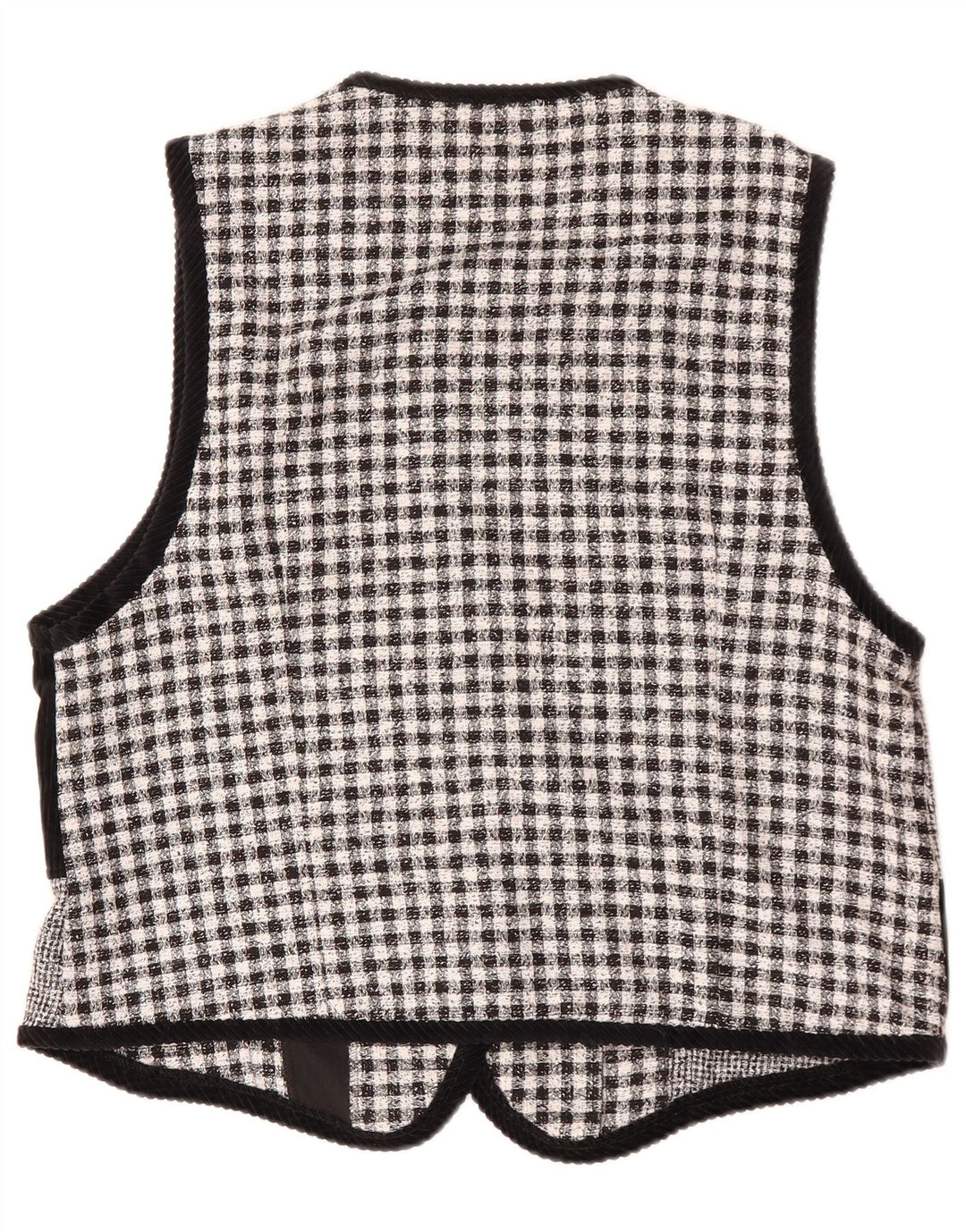 ВИНТАЖНЫЙ женский жилет UK 16, большой черный лоскутный полиэстер