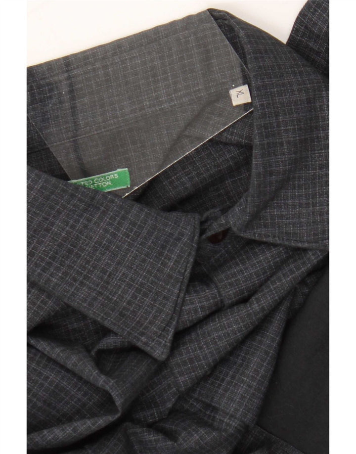 Мужская рубашка Benetton XL темно-синяя в клетку