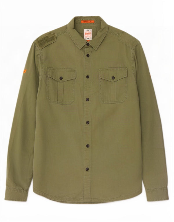 Мужская рубашка в стиле милитари Superdry 2XL, цвет хаки, хлопок