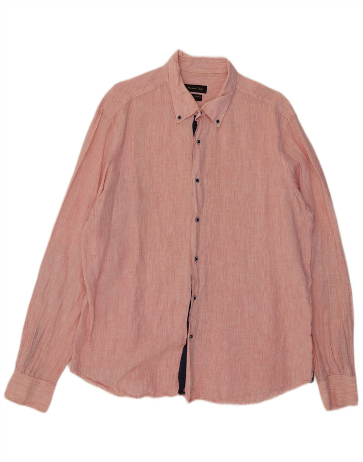 Мужская рубашка Massimo Dutti 2XL розовая в тонкую полоску