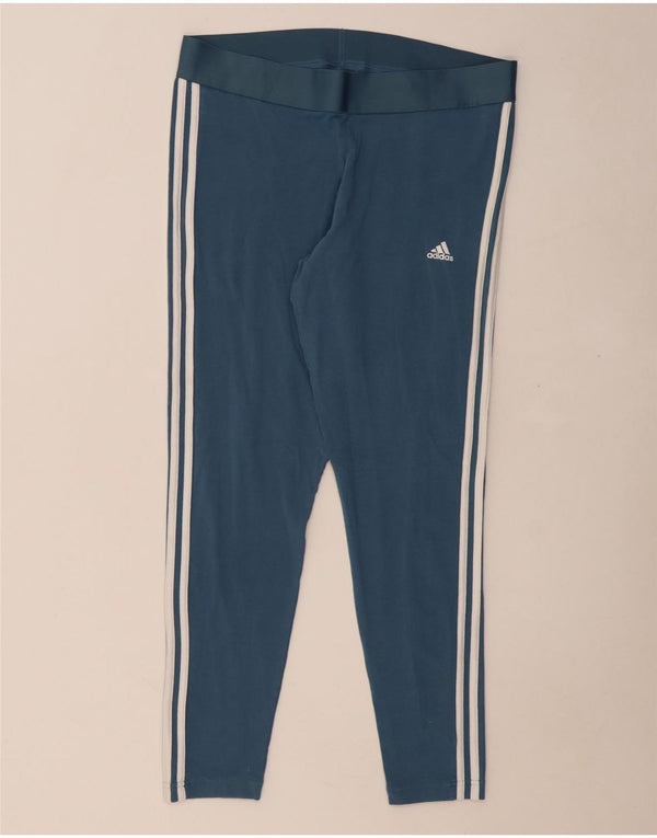 ADIDAS Womens Leggings UK 20/22 XL  Blue