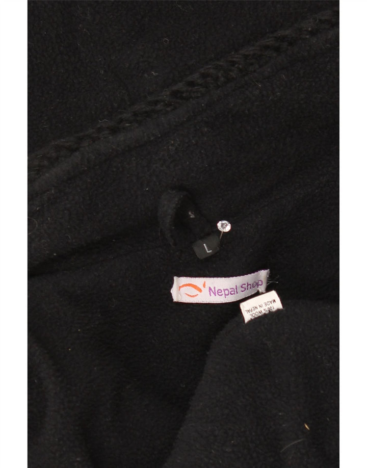 Винтажный мужской кардиган с капюшоном, большой черный шерстяной свитер с жаккардовым узором