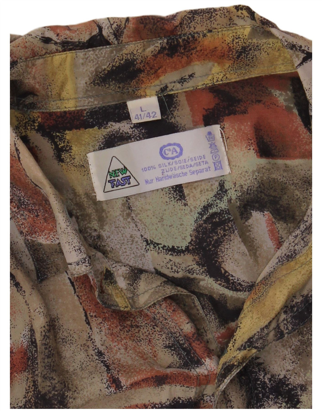 НОВАЯ мужская рубашка FAST с абстрактным узором, размер 41/42, большая разноцветная шелковая рубашка