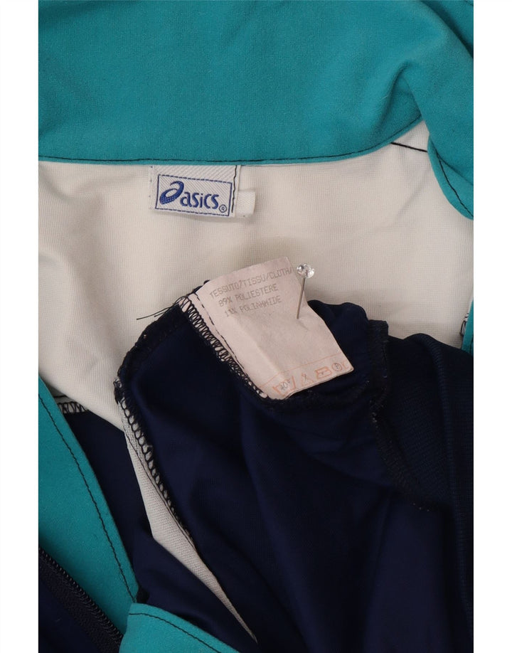 Мужская спортивная куртка Asics, большая темно-синяя полиэстер с цветными блоками
