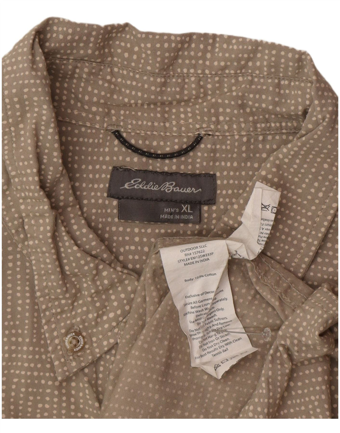 Мужская рубашка с коротким рукавом Eddie Bauer XL, серый пятнистый хлопок