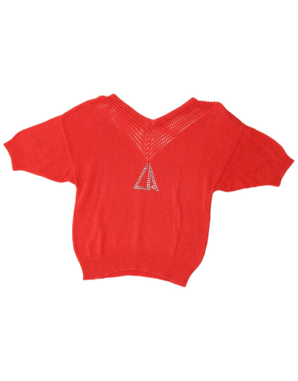 Женский укороченный джемпер с v-образным вырезом Loris Azzaro EU 40, средний красный