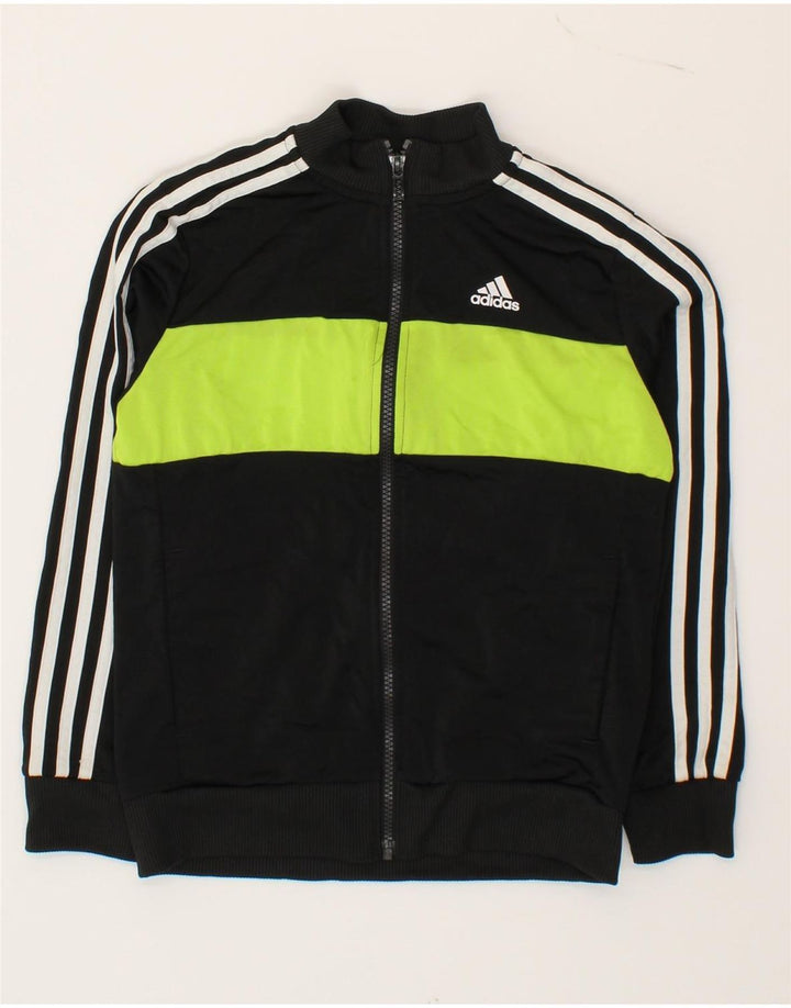 ADIDAS Boys Tracksuit Top Jacket 9-10 Years Black Colourblock Polyester Vintage Adidas and Second-Hand Adidas from Messina Hembry 