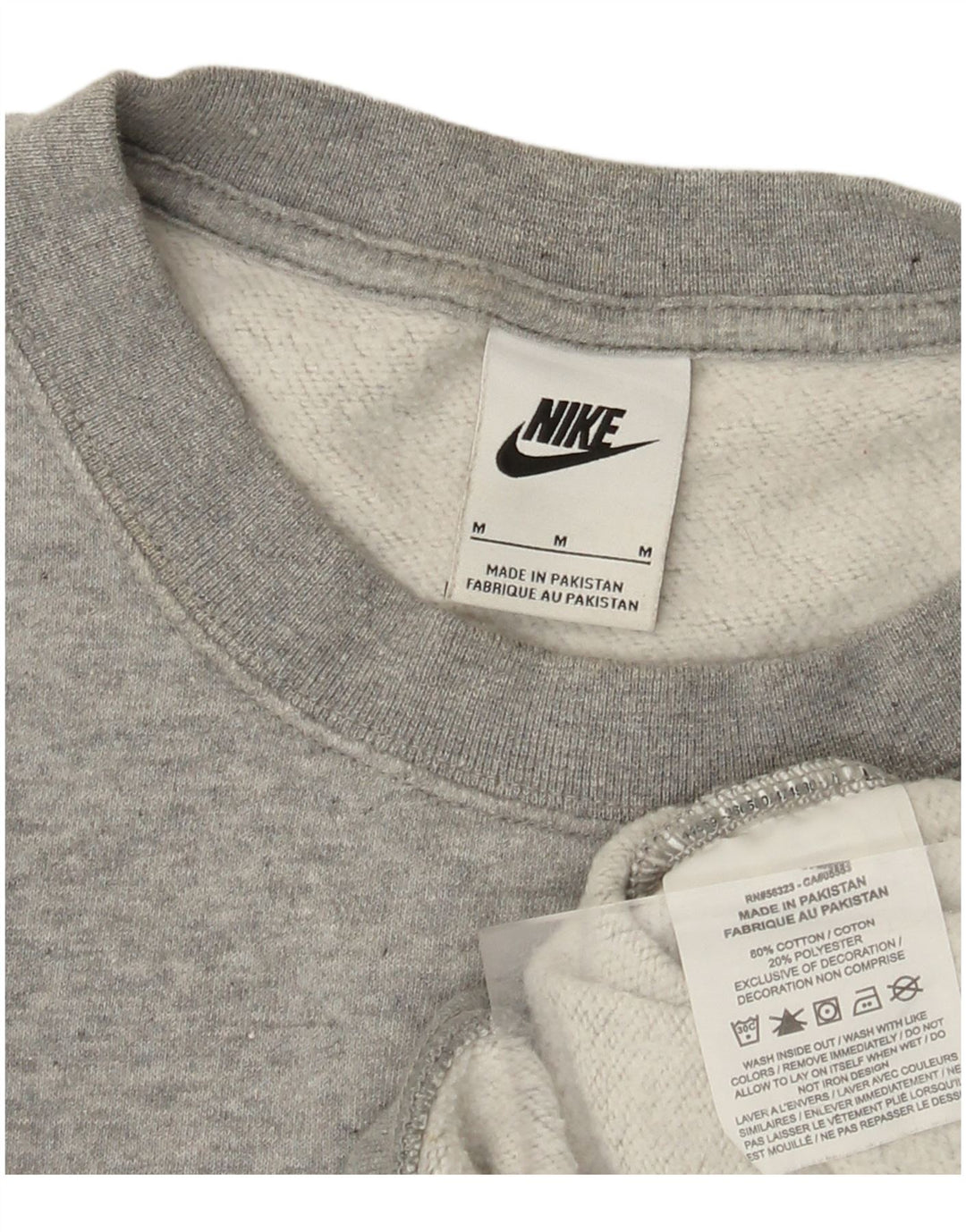 Женский укороченный свитшот большого размера NIKE UK 14, хлопковый средний серый цвет