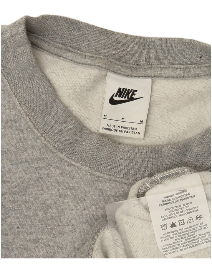Женский укороченный свитшот большого размера NIKE UK 14, хлопковый средний серый цвет