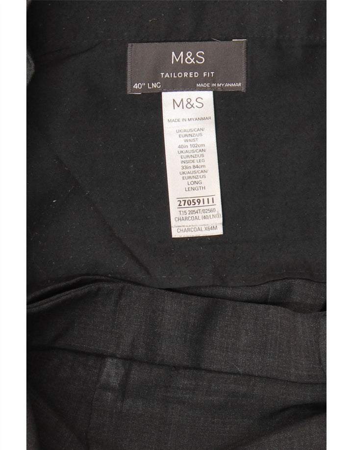 Мужские брюки узкого кроя Marks & Spencer W40 L33 серые, шерстяные